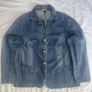 Izod Jean Jacket Blue Denim Size 1X Date Night Y2K Urban Streetwear Trendy
